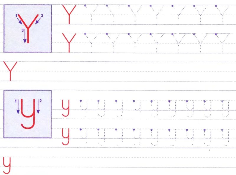Прописи английская буква y
