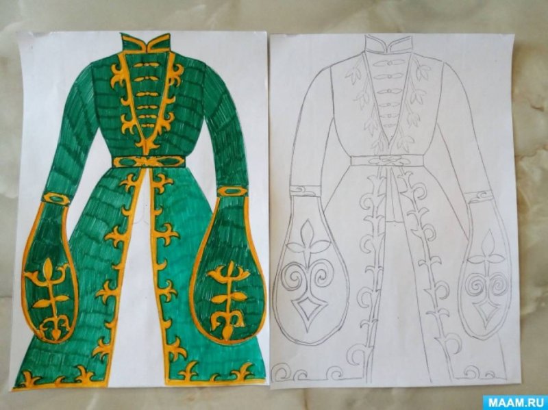 Народный костюм кабардинцев нарисовать