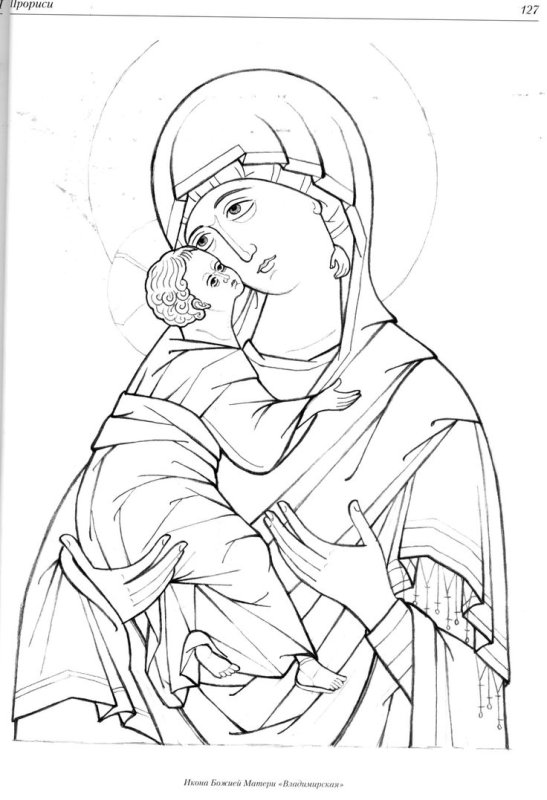 Владимирская икона прорись