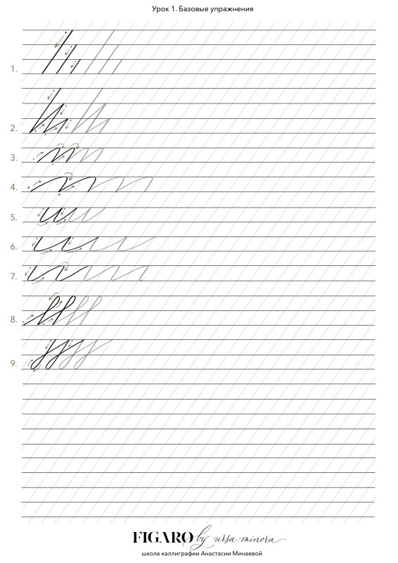 Упражнения для каллиграфического почерка