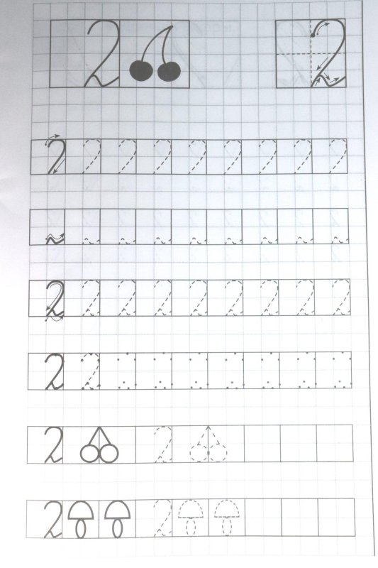 Цифра 2 прописи для дошкольников