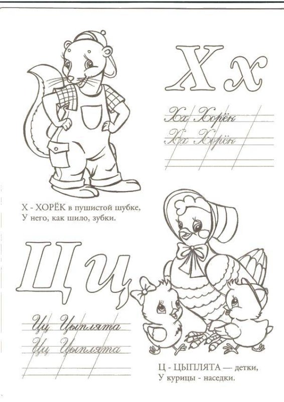 Азбука в картинках раскраска