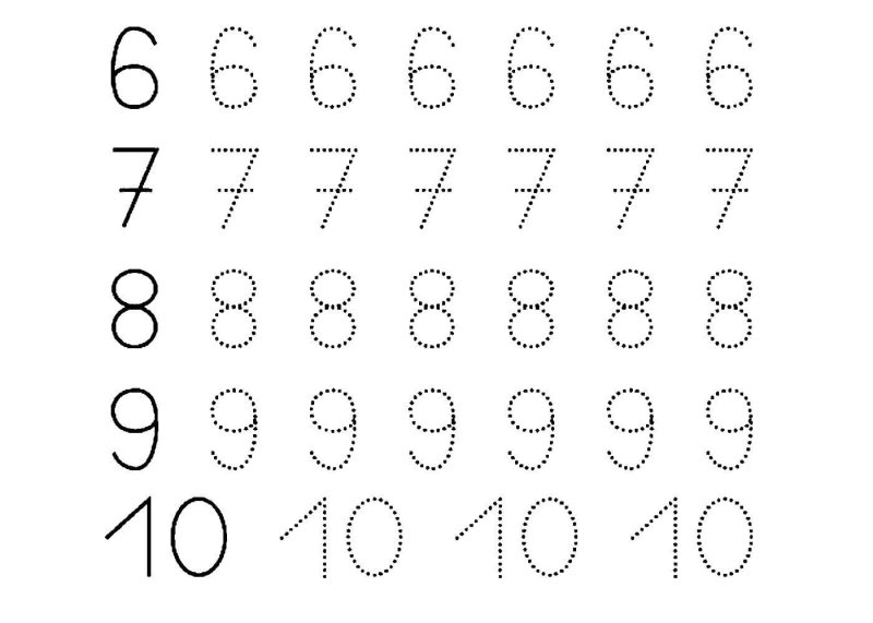 Прописи цифр обводить по точкам