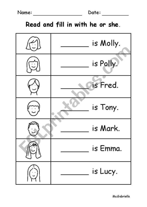 He she задания для детей