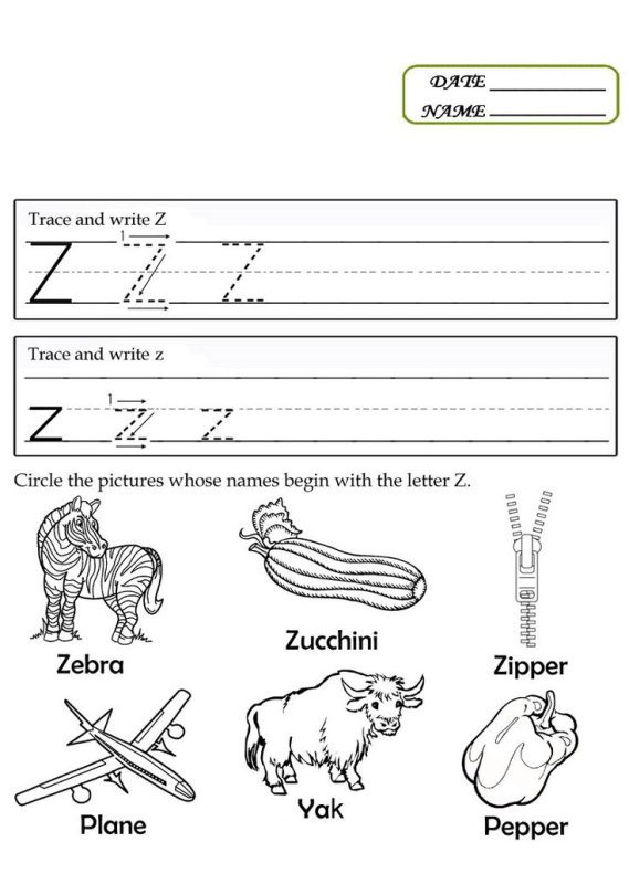 Letter ZZ Worksheet