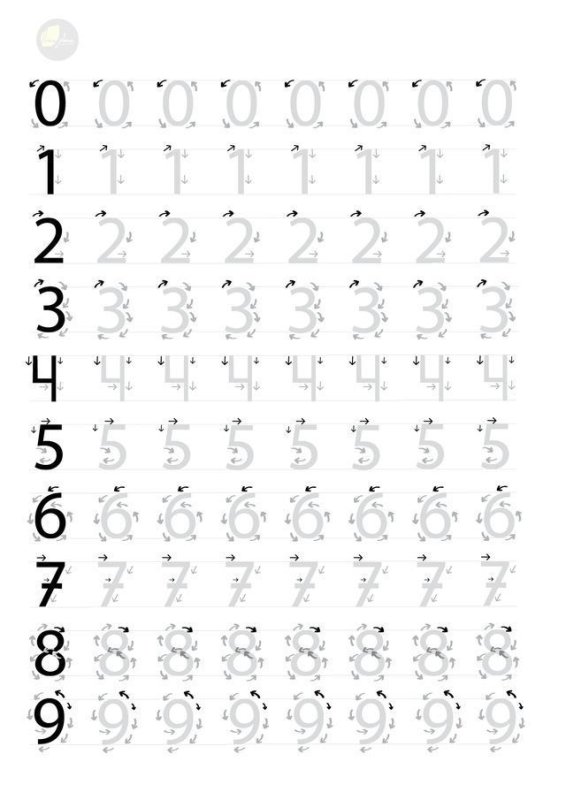 Цифры по точкам для дошкольников