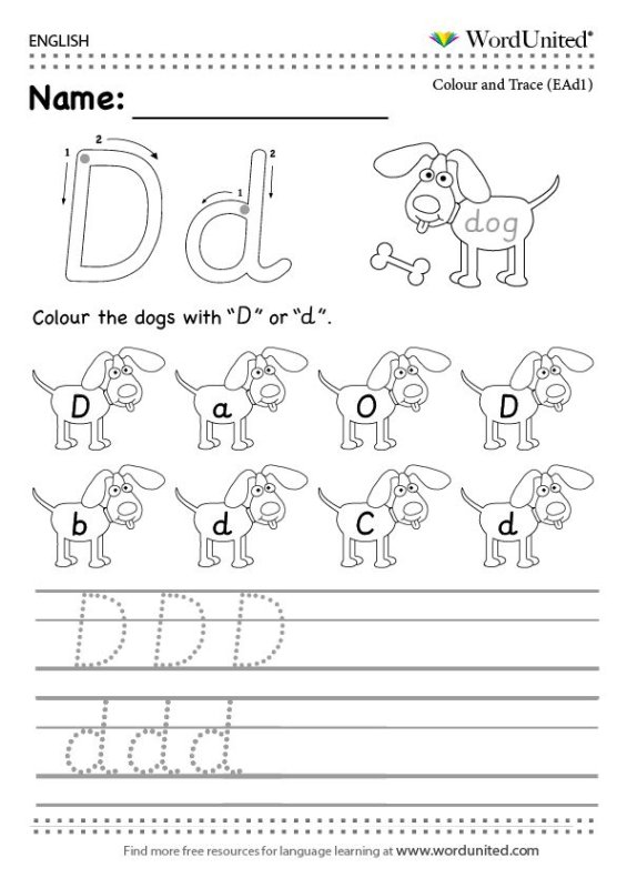 Английские прописи d