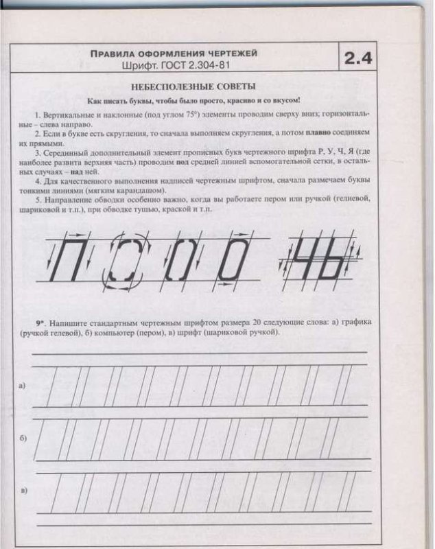 Прописи чертежного шрифта