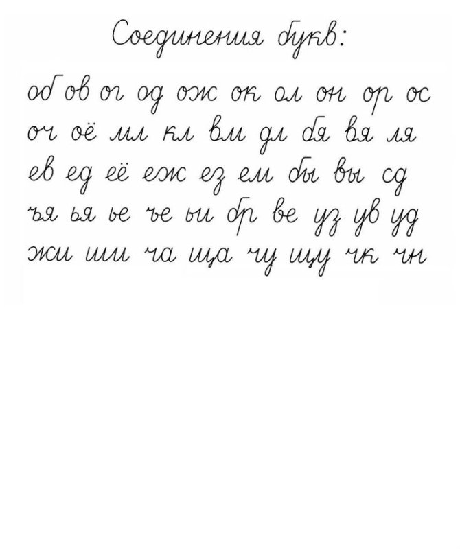 Соединение букв при письме таблица