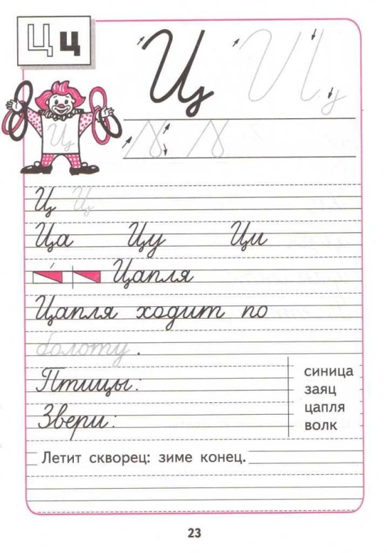 Прописи Горецкий буква ц