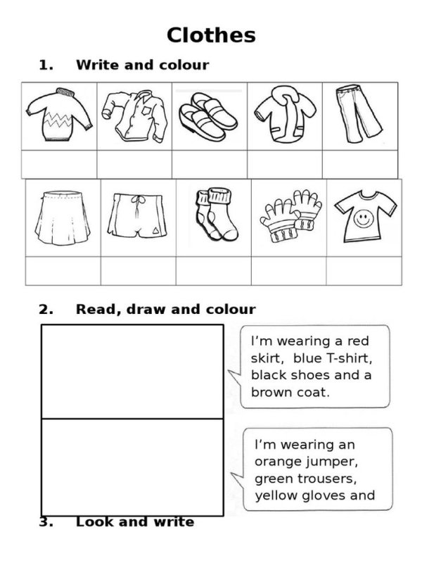 Одежда на английском для детей задания