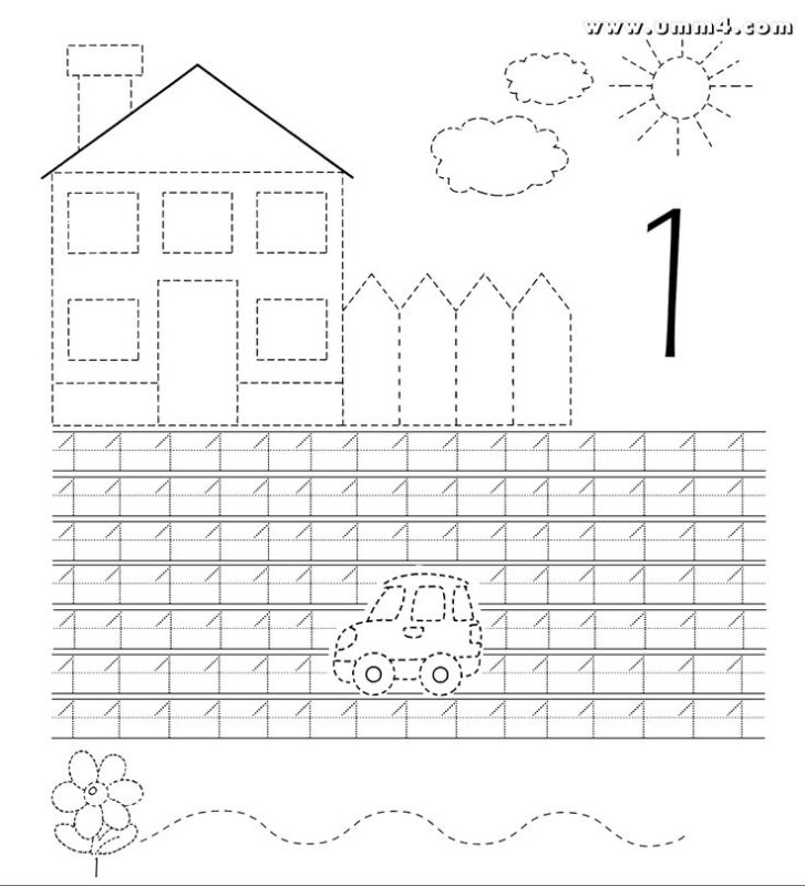 Прописи для дошколят цифра 1