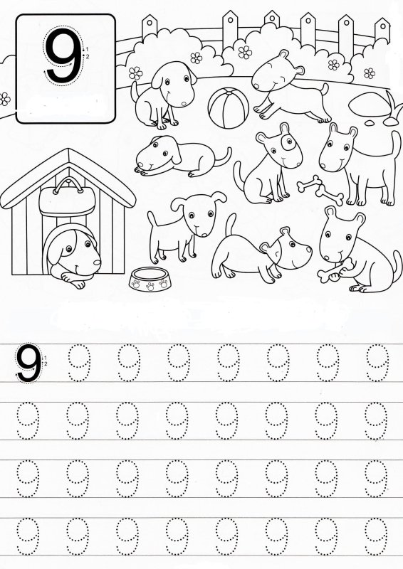 Цифра 9 для дошкольников