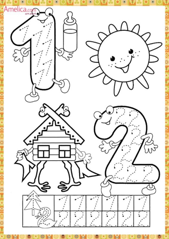Цифра 1 математические прописи для дошкольников