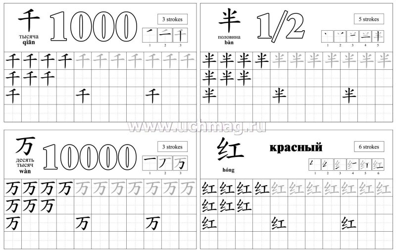 Китайские цифры прописи