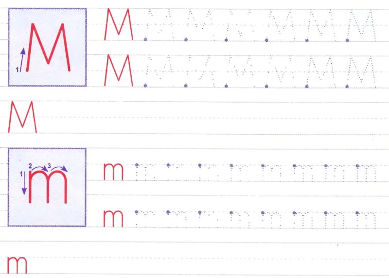Прописать букву м печатную