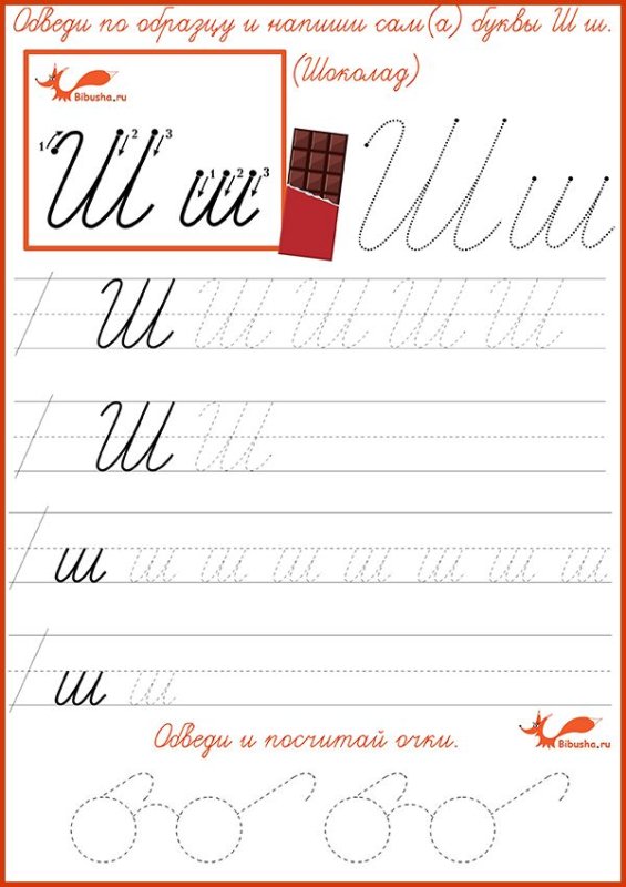 Строчная буква ш пропись
