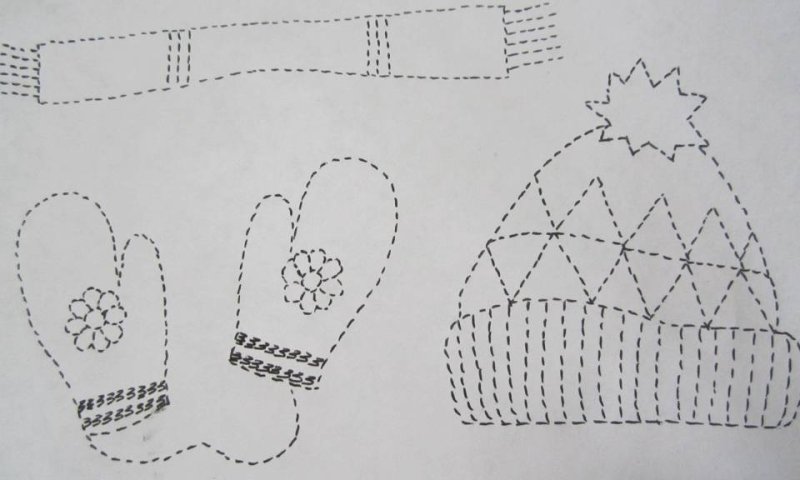 Штриховка варежки для детей