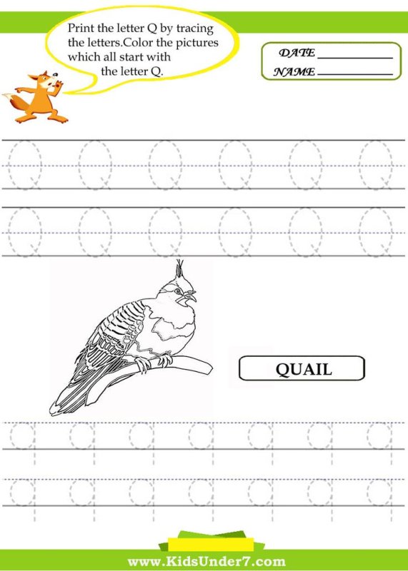 Буква QQ Worksheet