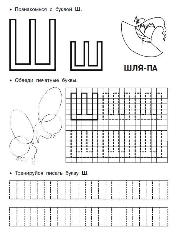 Прописи ж ш для дошкольников
