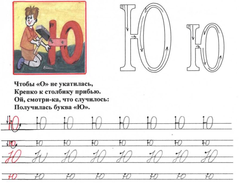 Письмо буквы ю