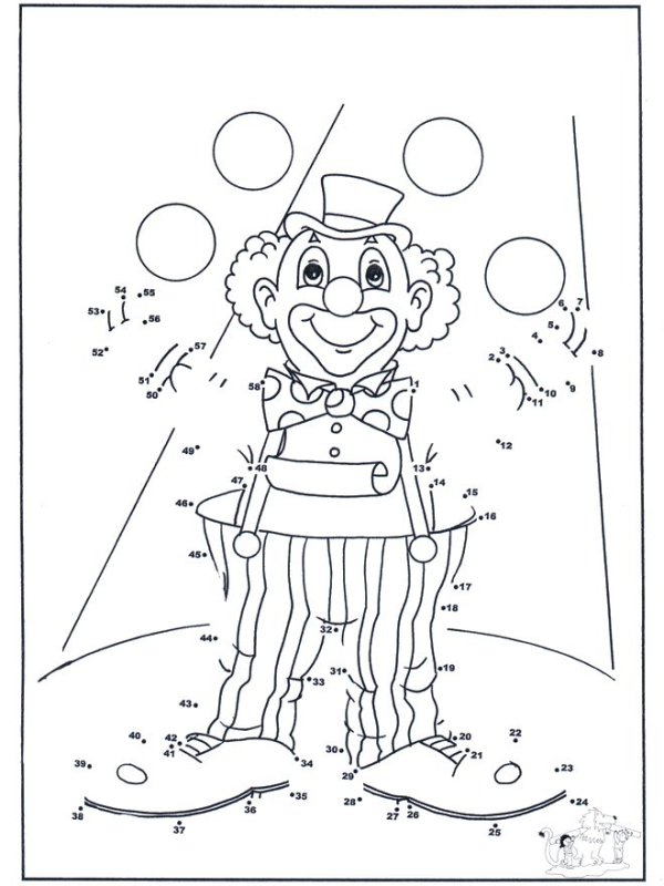 Раскраска по цифрам клоун