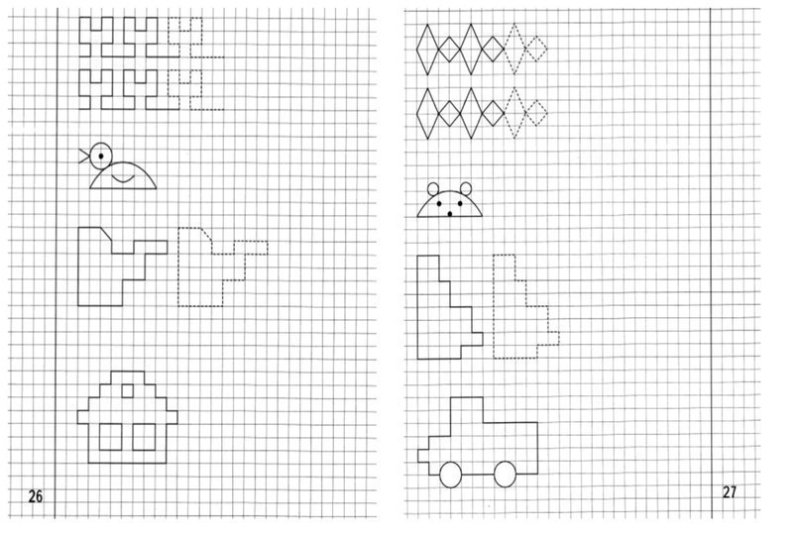 Графические рисунки по клеточкам