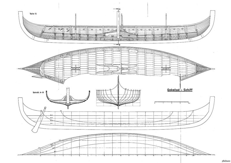 Дракар викингов чертеж модели
