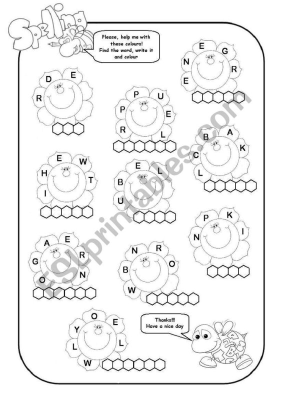 Задания по английскому цвета