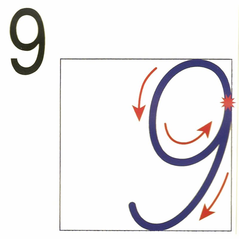 Образец написания цифры 9