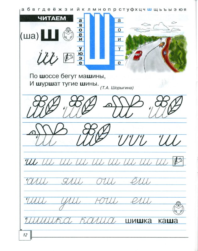 Прописи ш для дошкольников