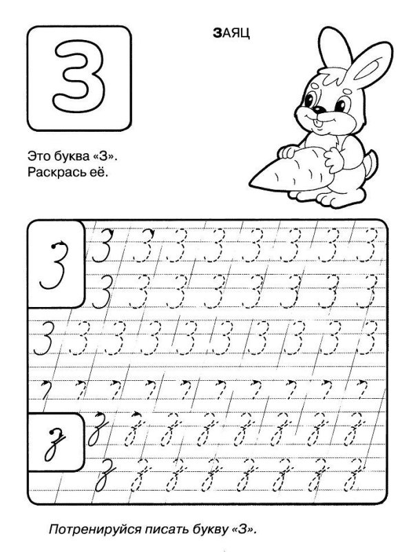 Прописи прописной буквы з для дошкольников