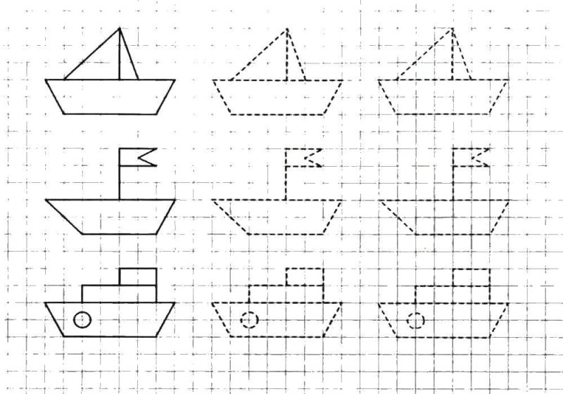Кораблик по точкам для детей